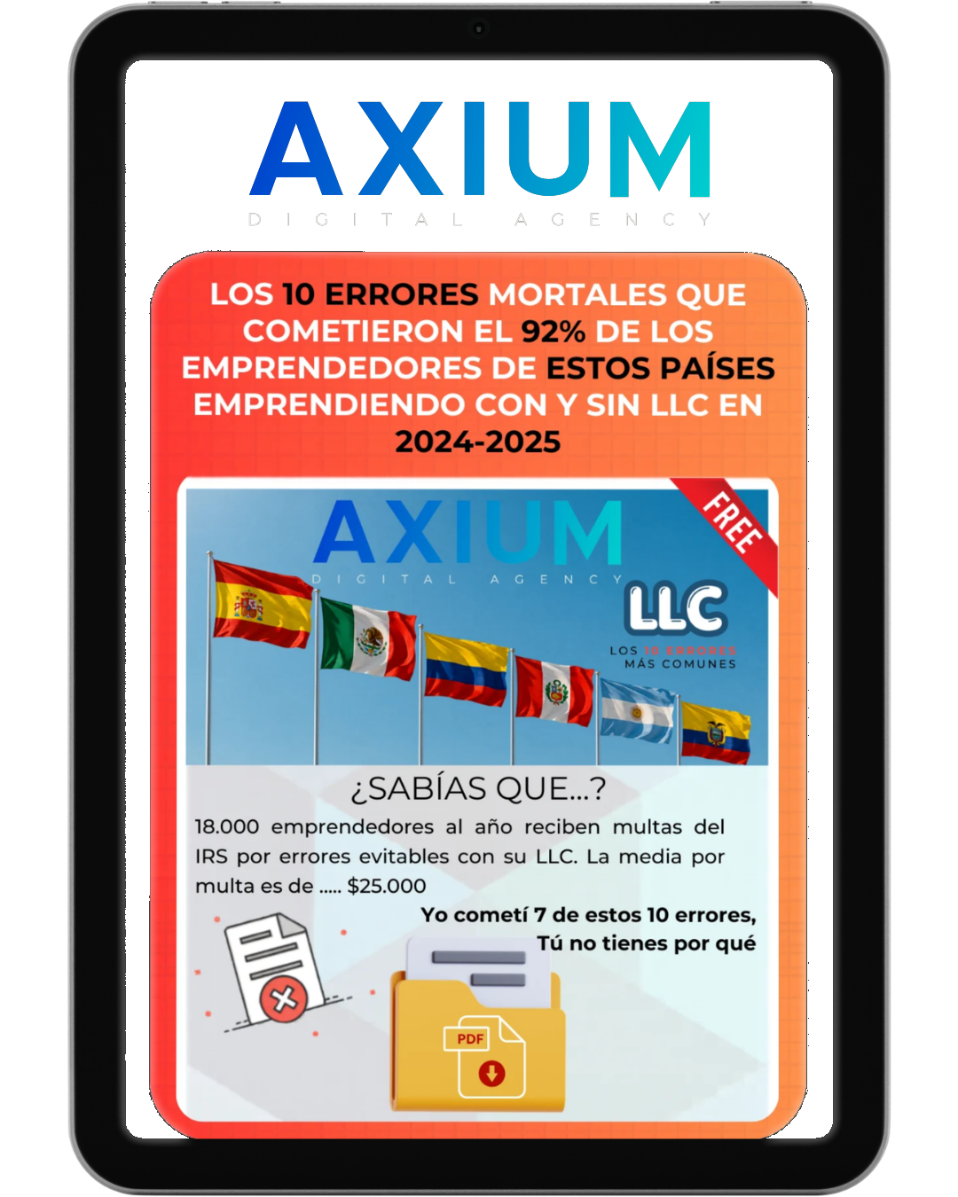 Mockup del ebook gratuito de Axium
